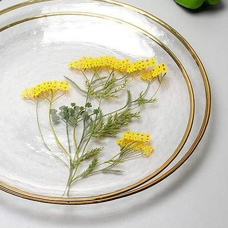 Decoratief Glasbord Bloemenprint met Gouden Rand 2