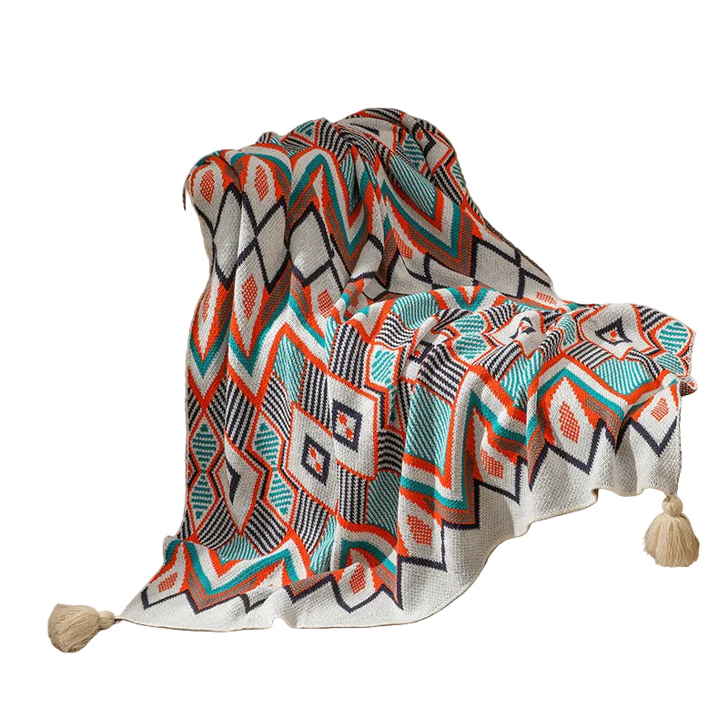 Decoratieve Gebreide Deken Met Geometrisch Patroon 0
