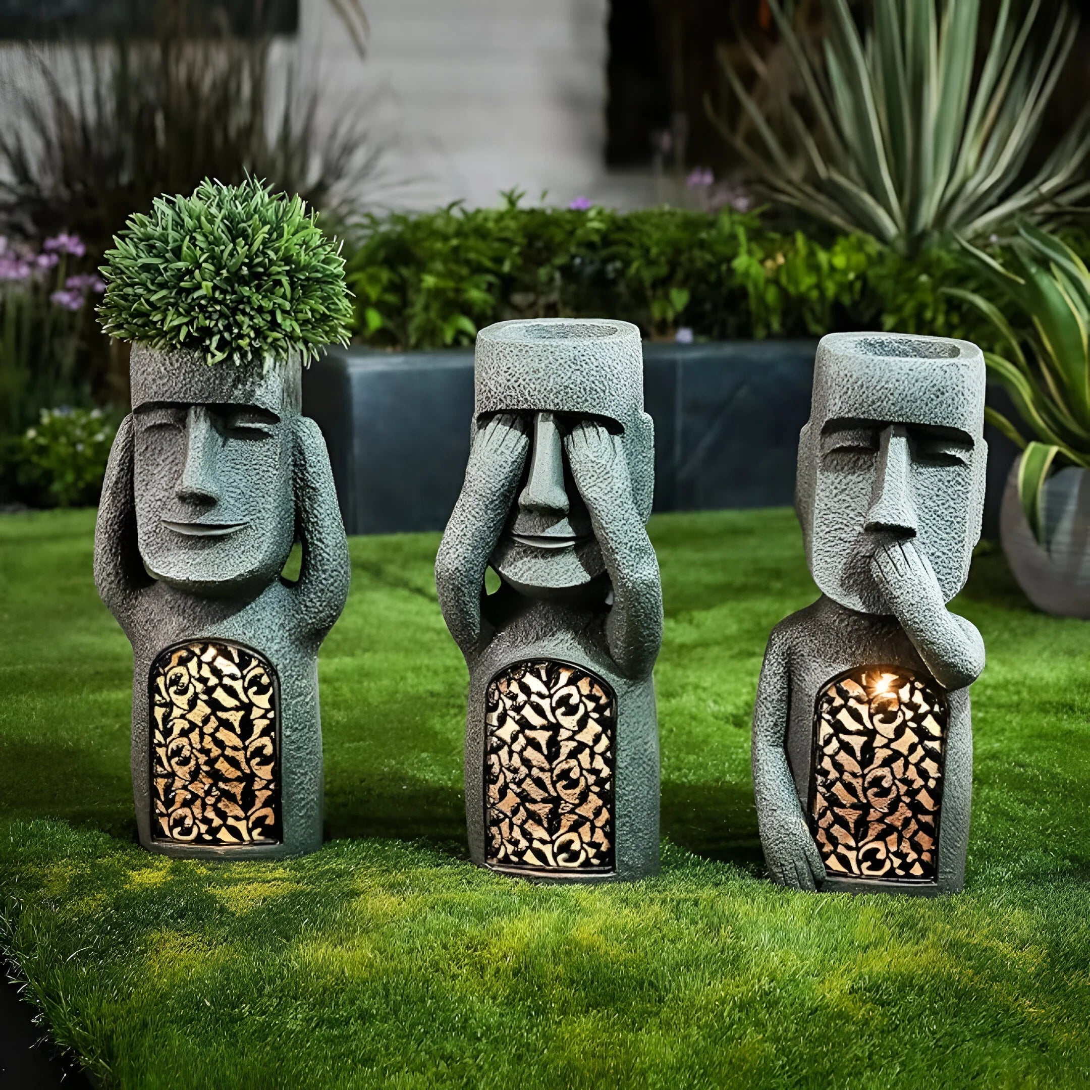 Decoratieve Plantenbak Buiten met LED-Verlichting en Abstract Ontwerp 4