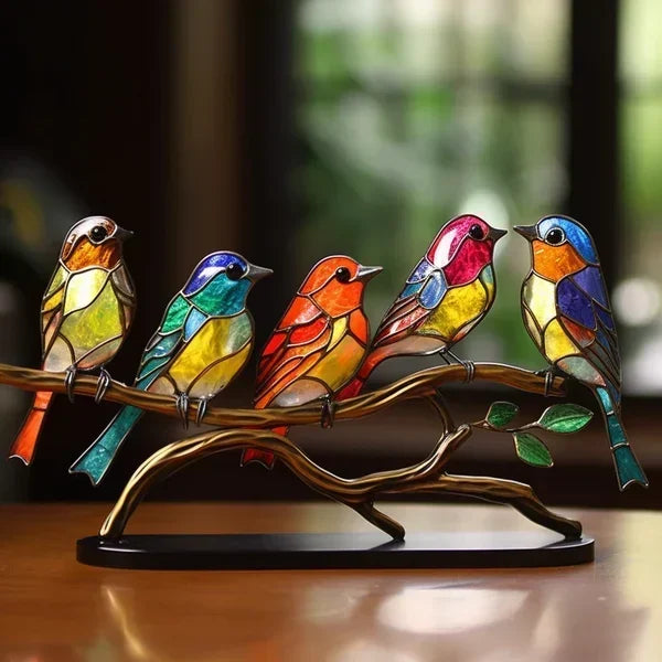Decoratieve Vogelbeeldjes Set van 3 Kleurrijke Acryl Design 1