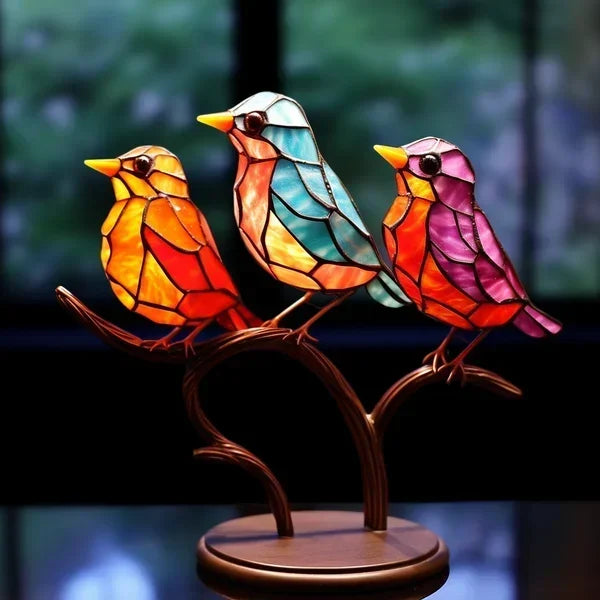 Decoratieve Vogelbeeldjes Set van 3 Kleurrijke Acryl Design 4