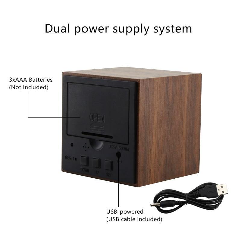 Digitale Wekker Houten Blok Modern Met Snooze Functie 5