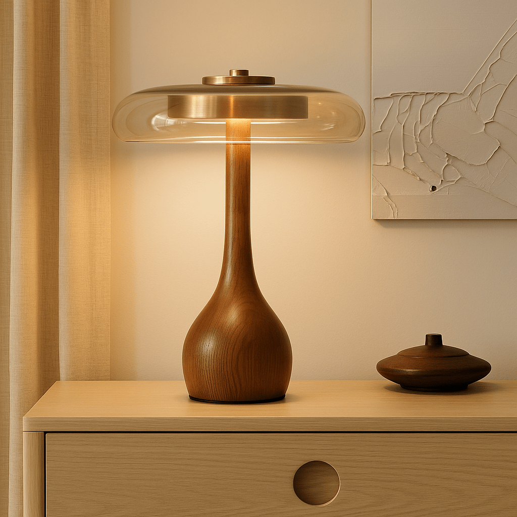 Dimbare LED-tafellamp met Houten Voet Modern Design 0