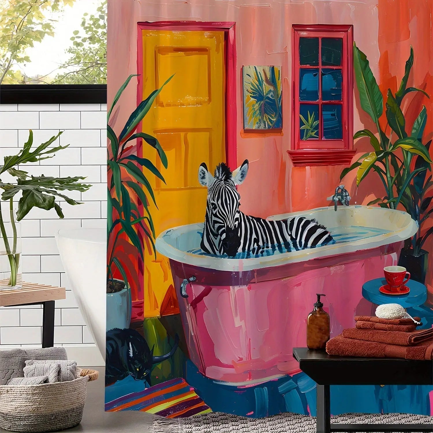Douchegordijn Tropisch Zebra Stijlvol 0