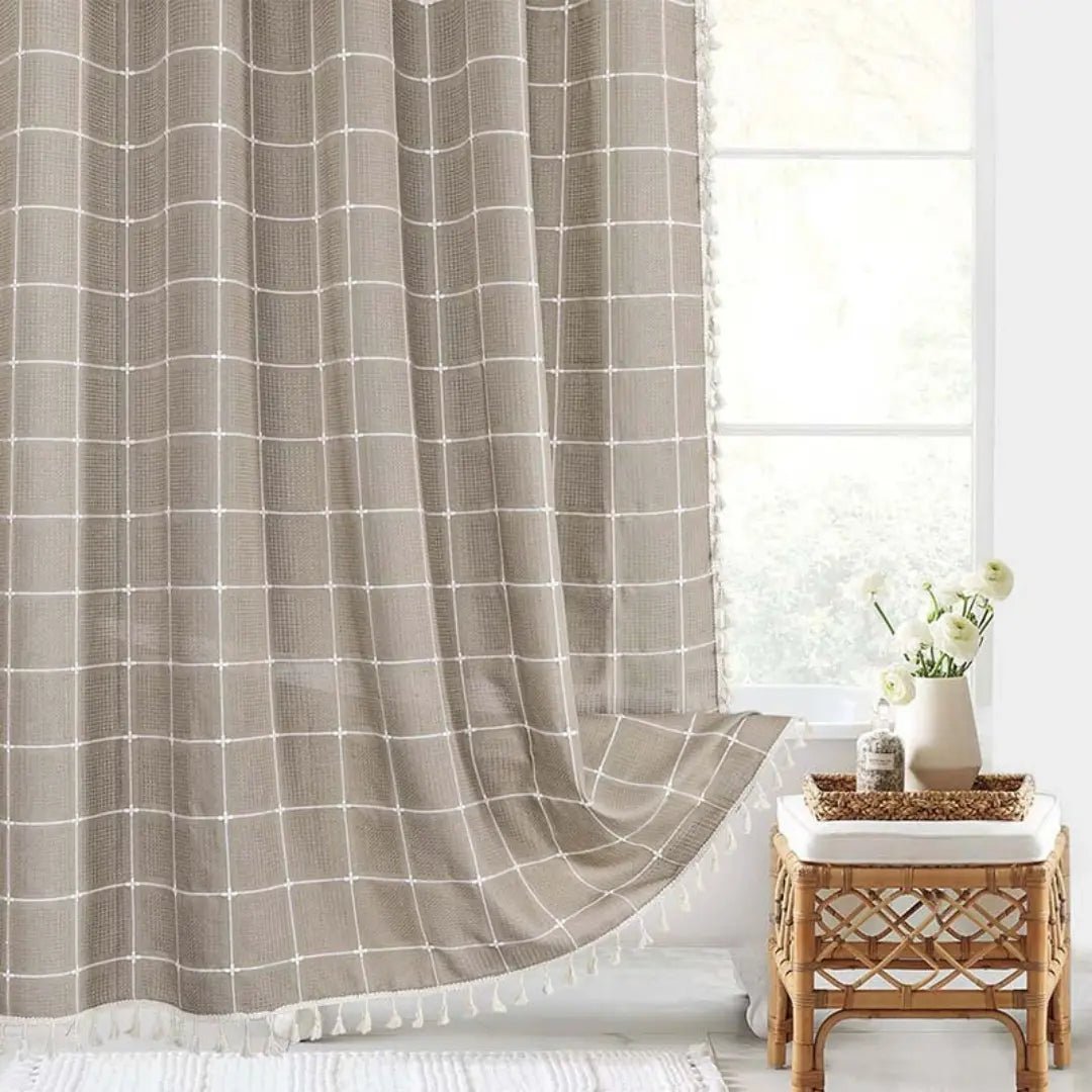 Douchegordijn voor Badkamer Boho Stijl met Kwastjes 0