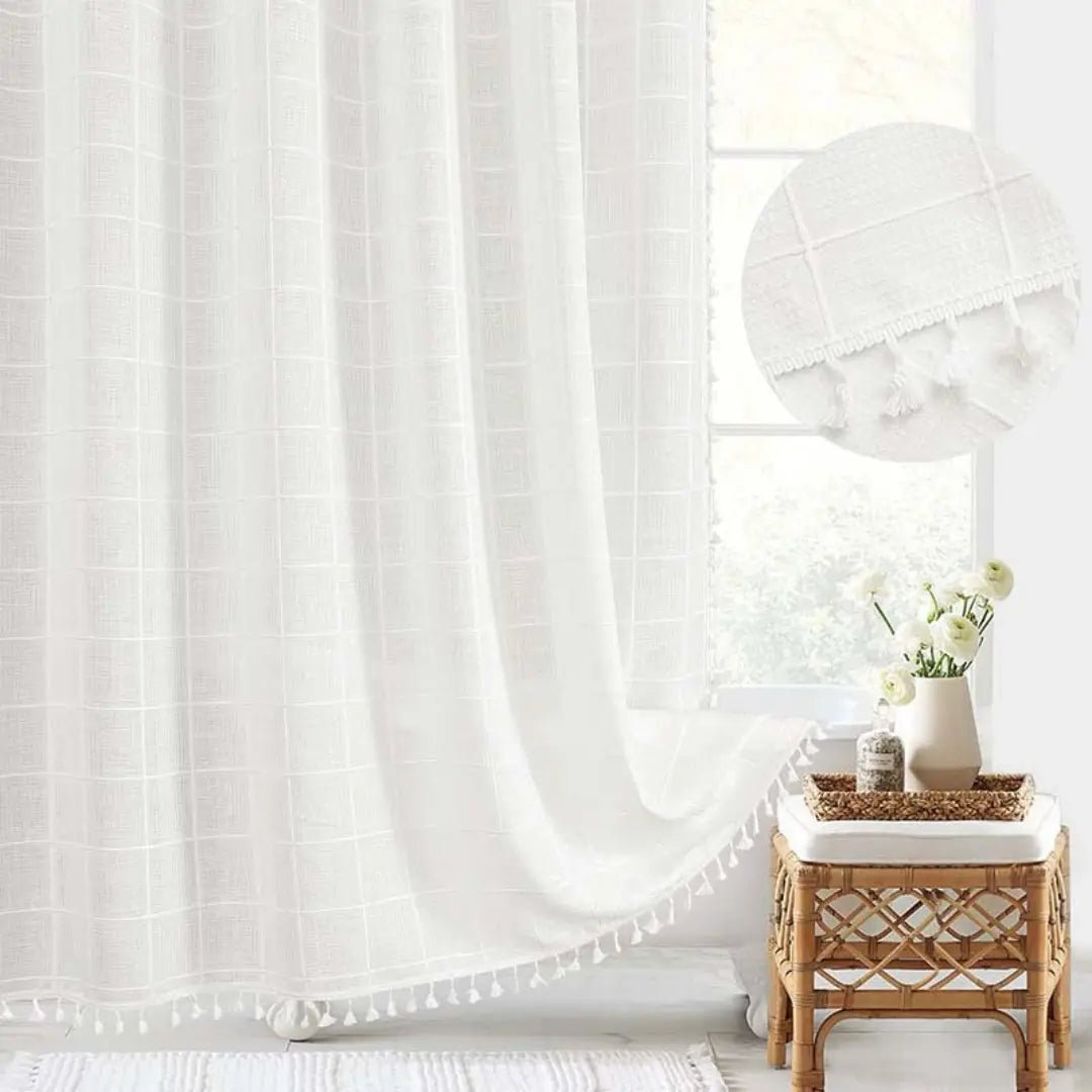 Douchegordijn voor Badkamer Boho Stijl met Kwastjes 3