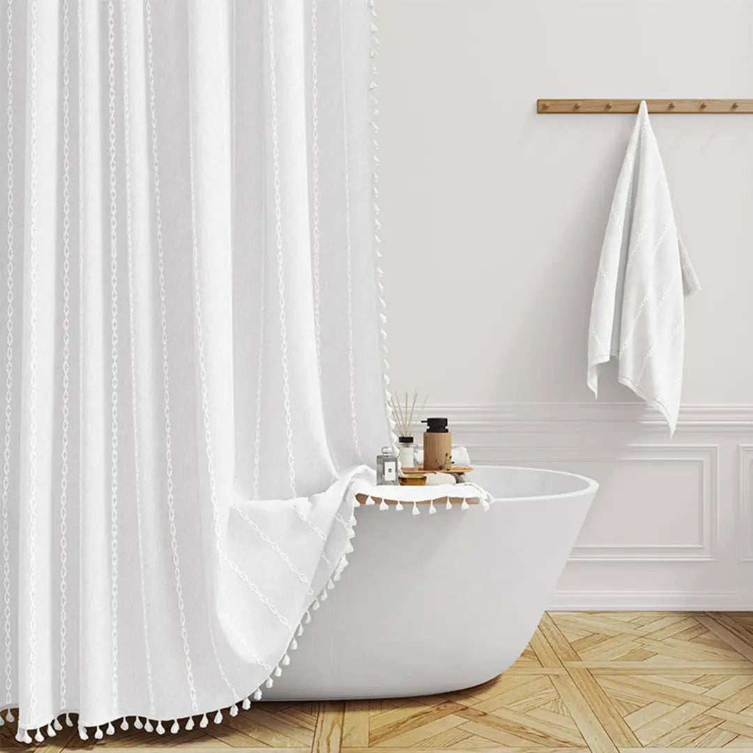 Douchegordijn voor Badkamer Boho Stijl met Kwastjes 5