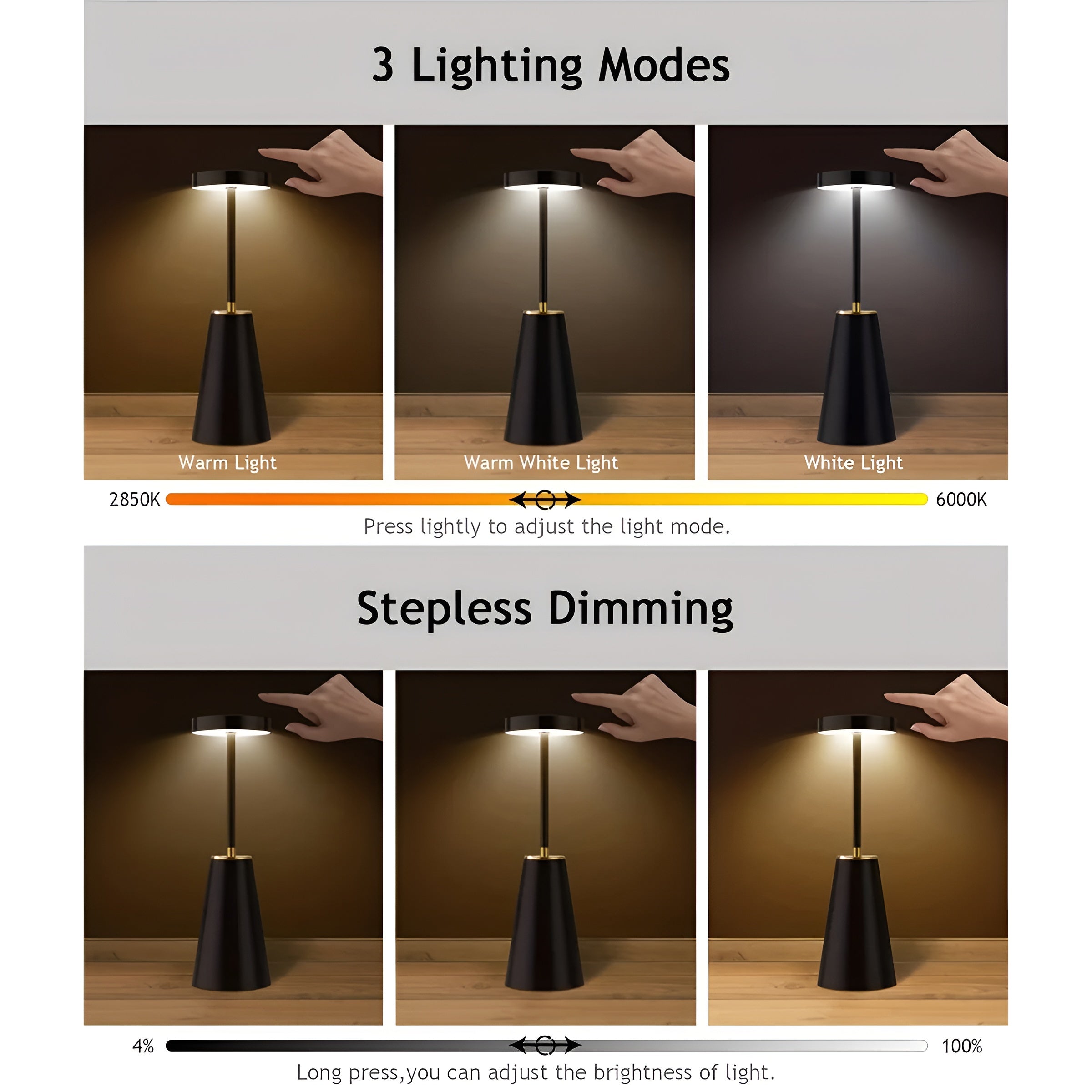 Draadloze Aanraaklamp Modern Met Instelbare Kleurtemperaturen 1