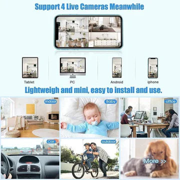 Draadloze Mini Camera met Audio en Video Livestream 1080P HD 4