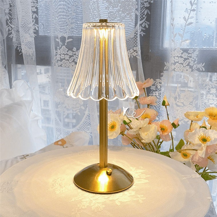 Draadloze Tafellamp Met Gouden Kristallen En Dimbare LED-Verlichting 3