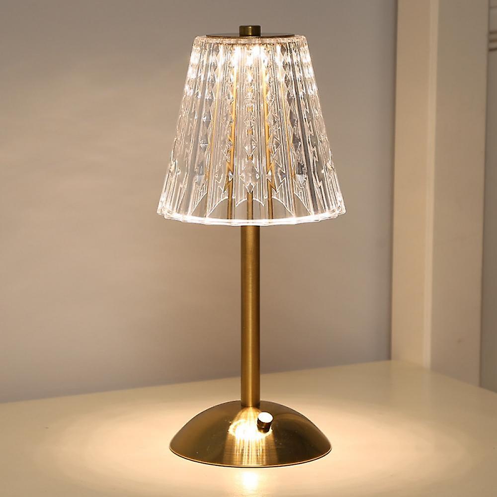 Draadloze Tafellamp Met Gouden Kristallen En Dimbare LED-Verlichting 6