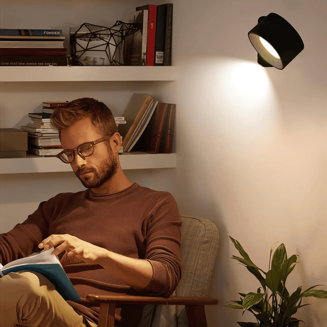 Draadloze Wandlamp 360° Verstelbaar voor Binnengebruik 3