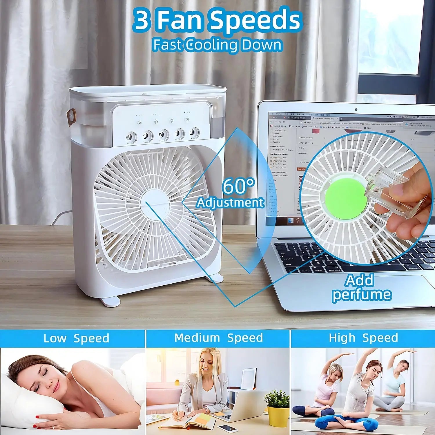 Draagbare 3-in-1 Aircooler met Ventilator en Luchtbevochtiger 2
