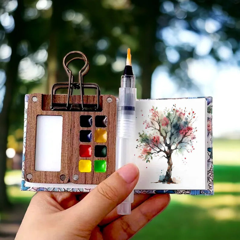 Draagbare Aquarelverfdoosset 24 Kleuren Met Penseel Voor Creatieve Geesten 0