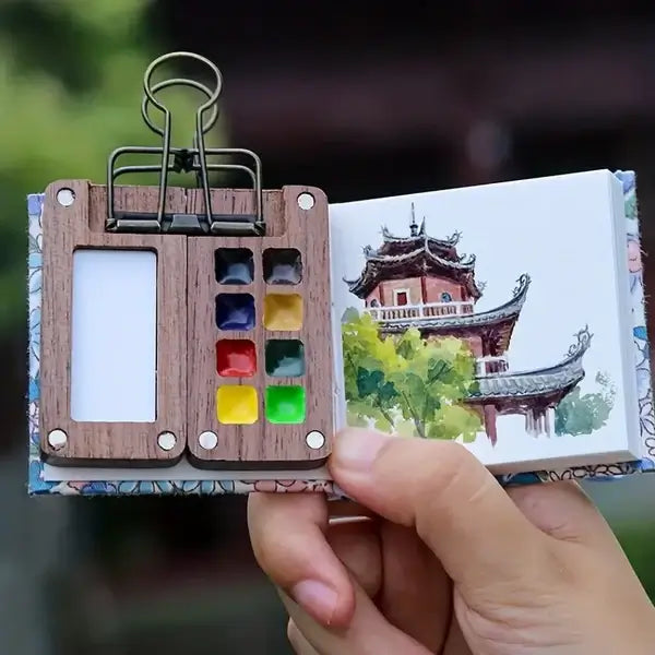 Draagbare Aquarelverfdoosset 24 Kleuren Met Penseel Voor Creatieve Geesten 7