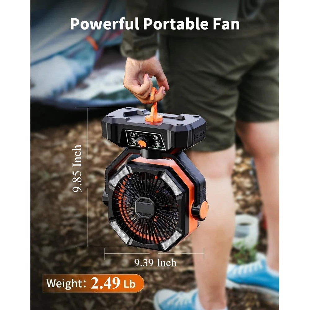 Draagbare Campingventilator met LED-lantaarn en Instelbare Snelheden voor Buiten 5