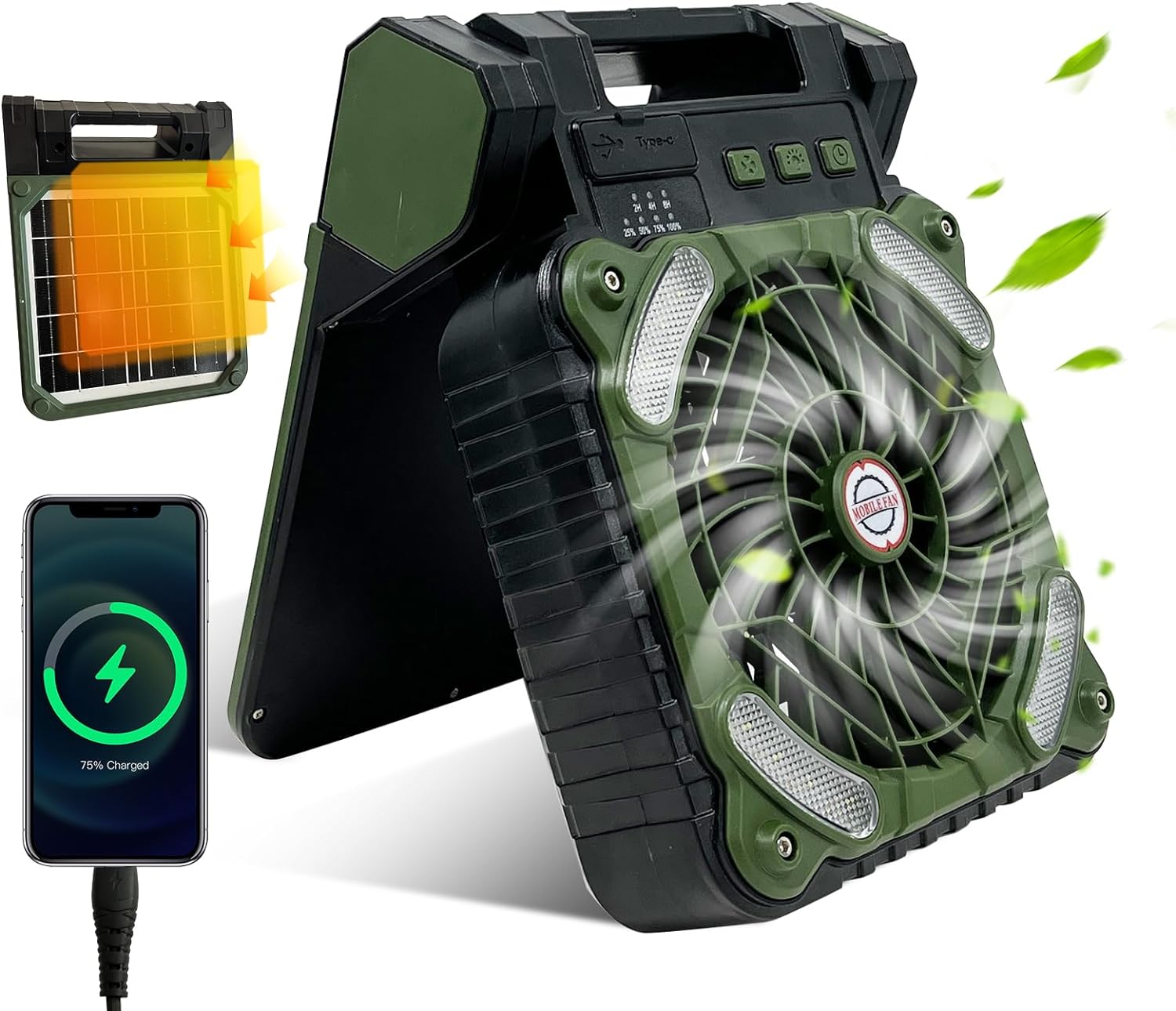 Draagbare Campingventilator met LED-verlichting 0