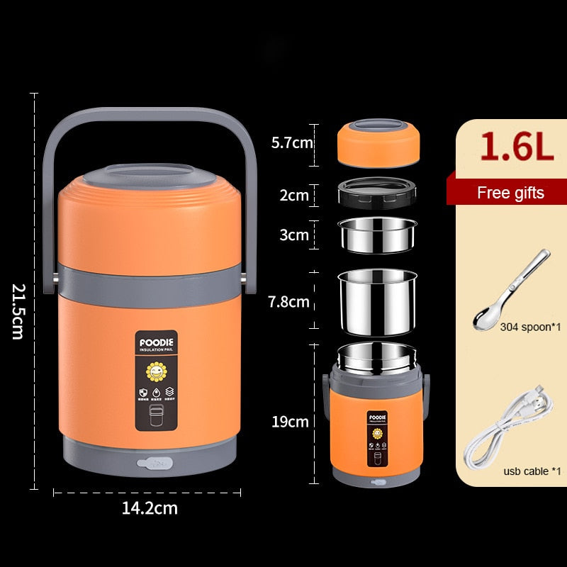 Draagbare Lunchbox met USB Verwarming 0