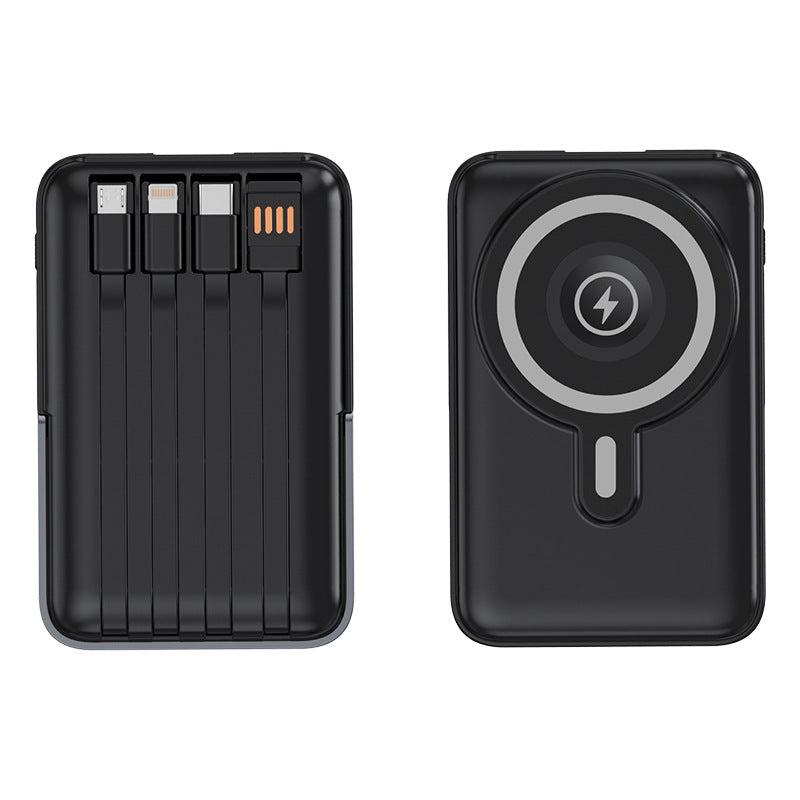 Draagbare MagSafe Powerbank Met Geïntegreerde Oplaadkabels Voor iPhone 0