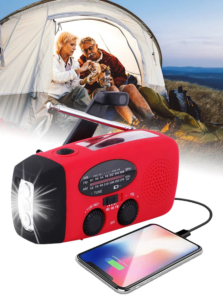 Draagbare Multifunctionele Noodradio met LED Zaklamp en Powerbank 3