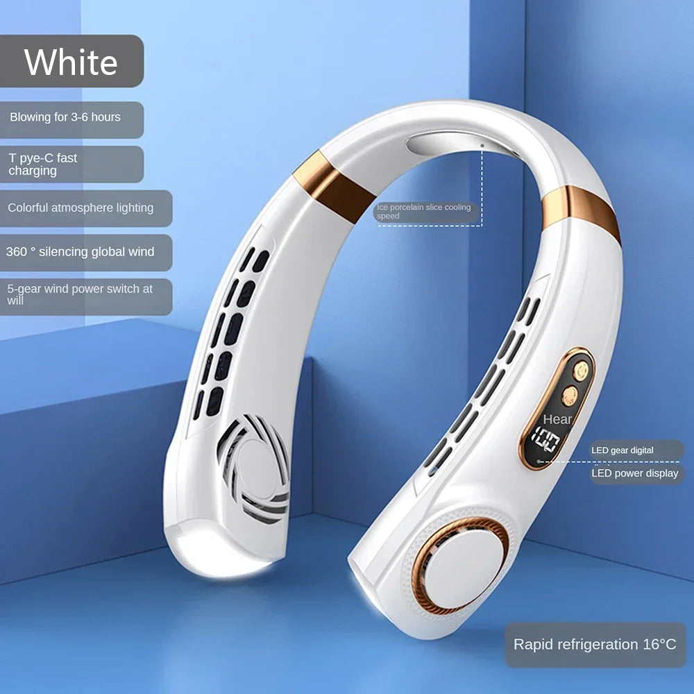 Draagbare Nekventilator Bladloos Met Digitaal Display - Handsfree Koeling 6