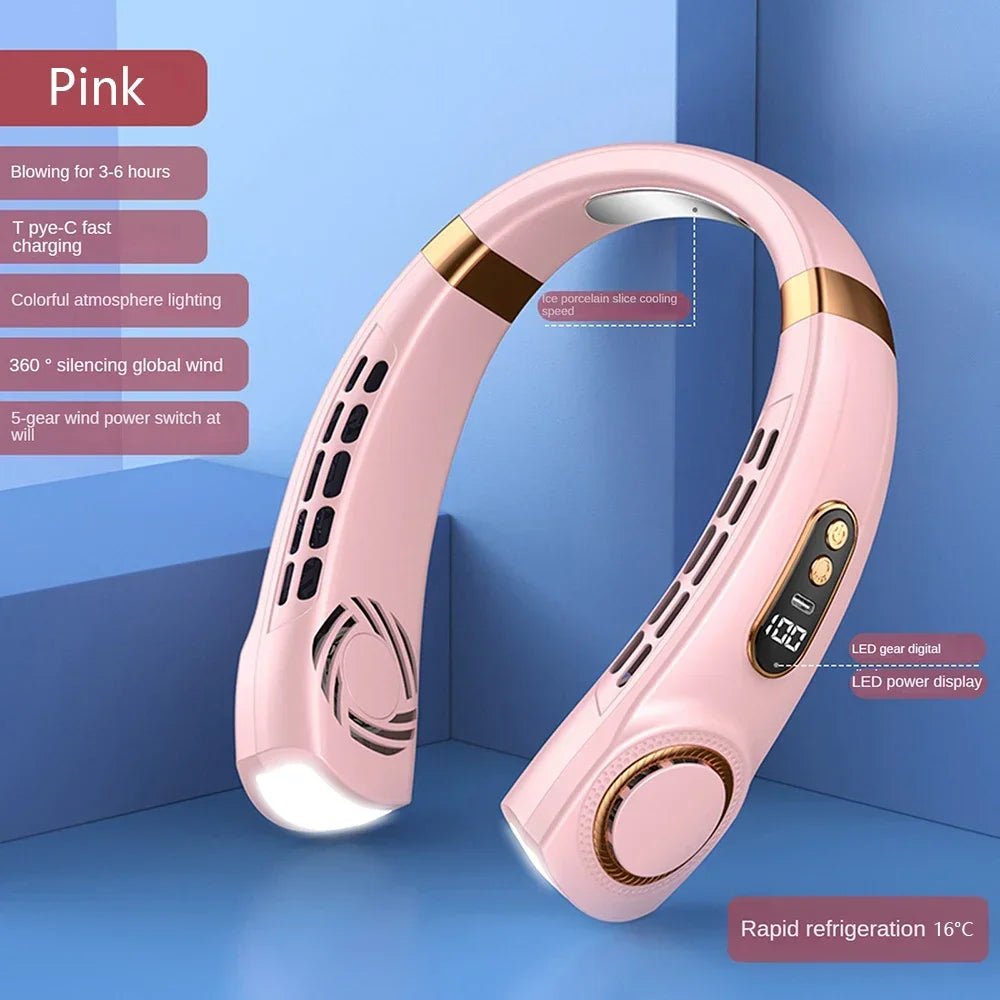 Draagbare Nekventilator Bladloos Met Digitaal Display - Handsfree Koeling 8