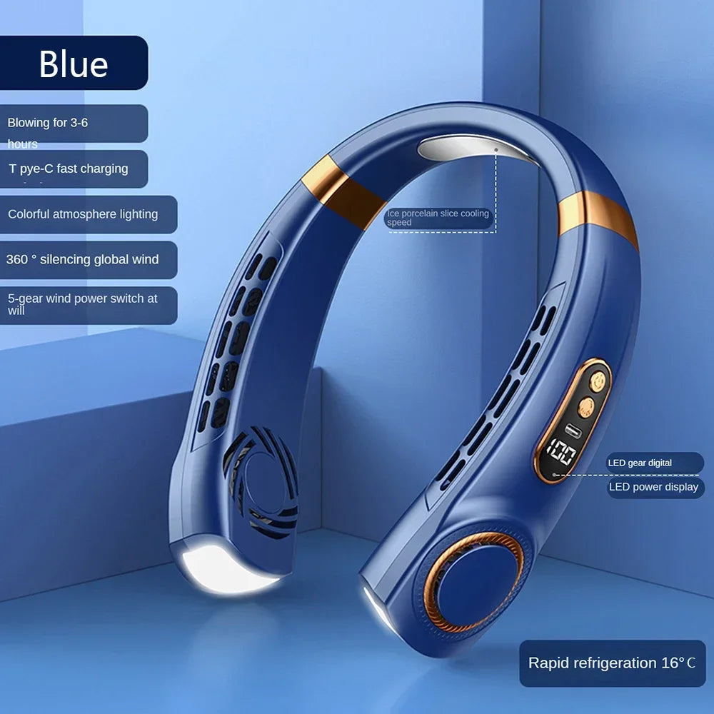 Draagbare Nekventilator Bladloos Met Digitaal Display - Handsfree Koeling 9