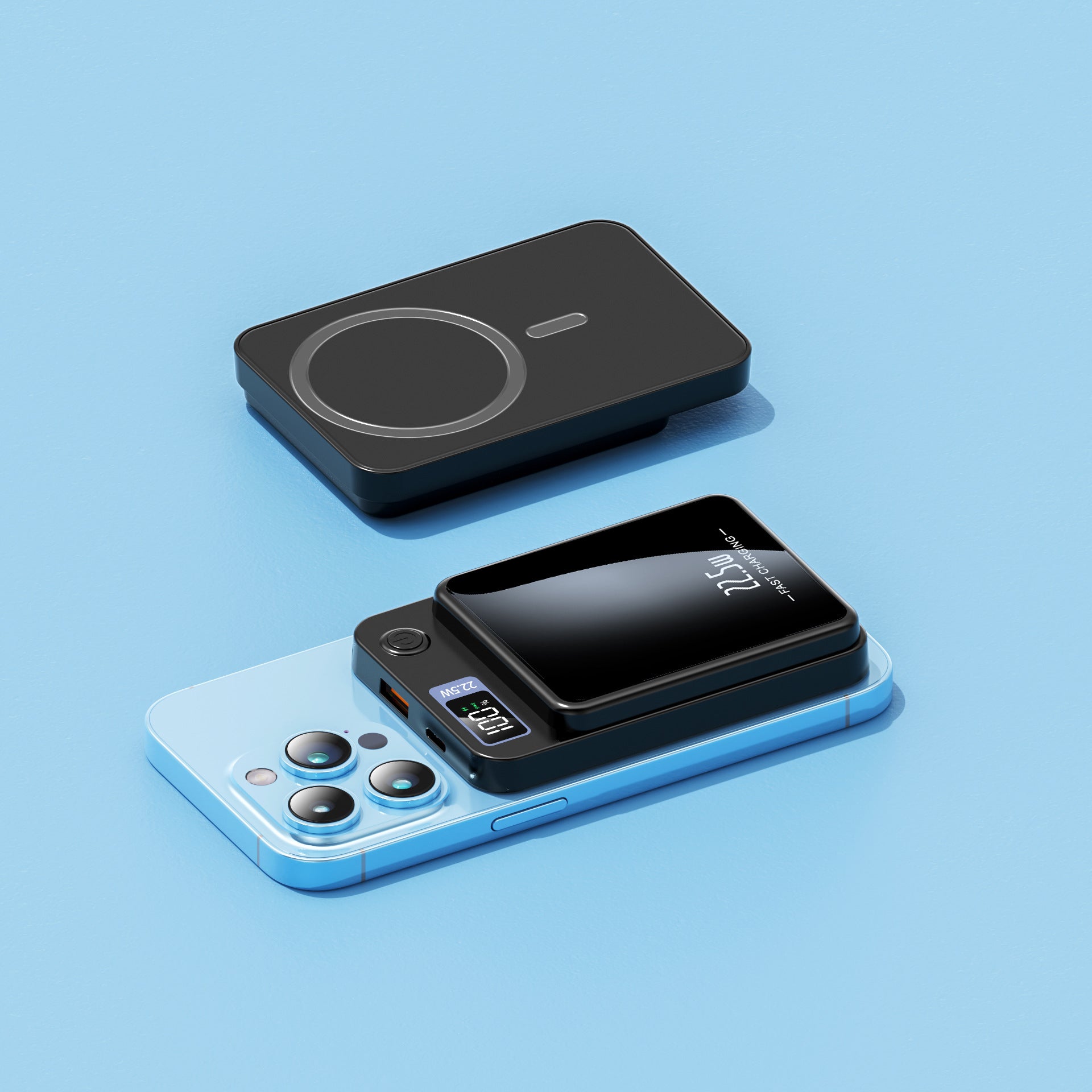 Draagbare Powerbank Snellaadfunctie met LED-display en Draadloos Opladen 2