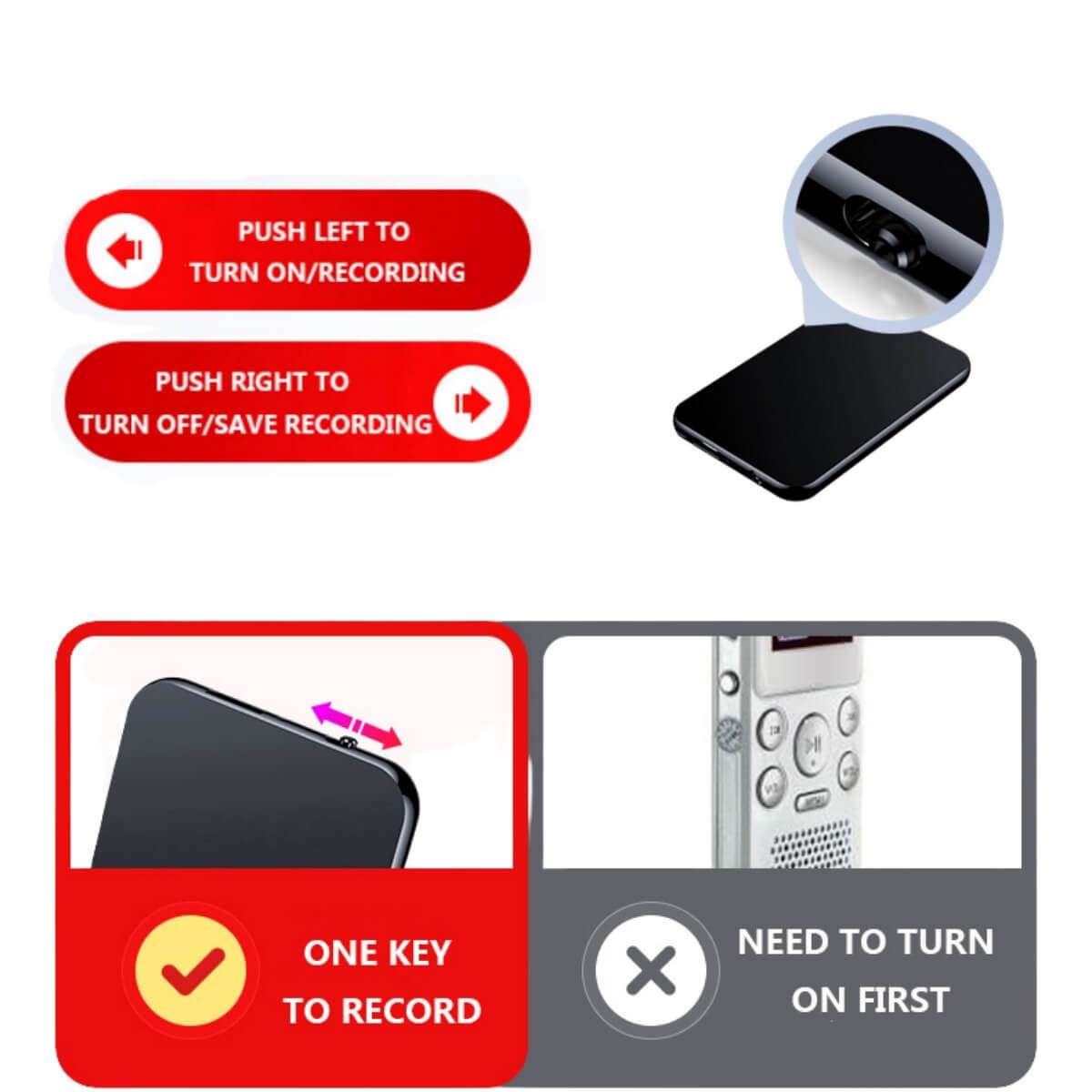 Draagbare Spraakrecorder Mini met 64 GB Geheugen en Ruisonderdrukking 6