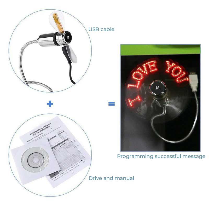 Draagbare USB Ventilator met LED Berichtenfunctie Flexibele Zwanenhals 2