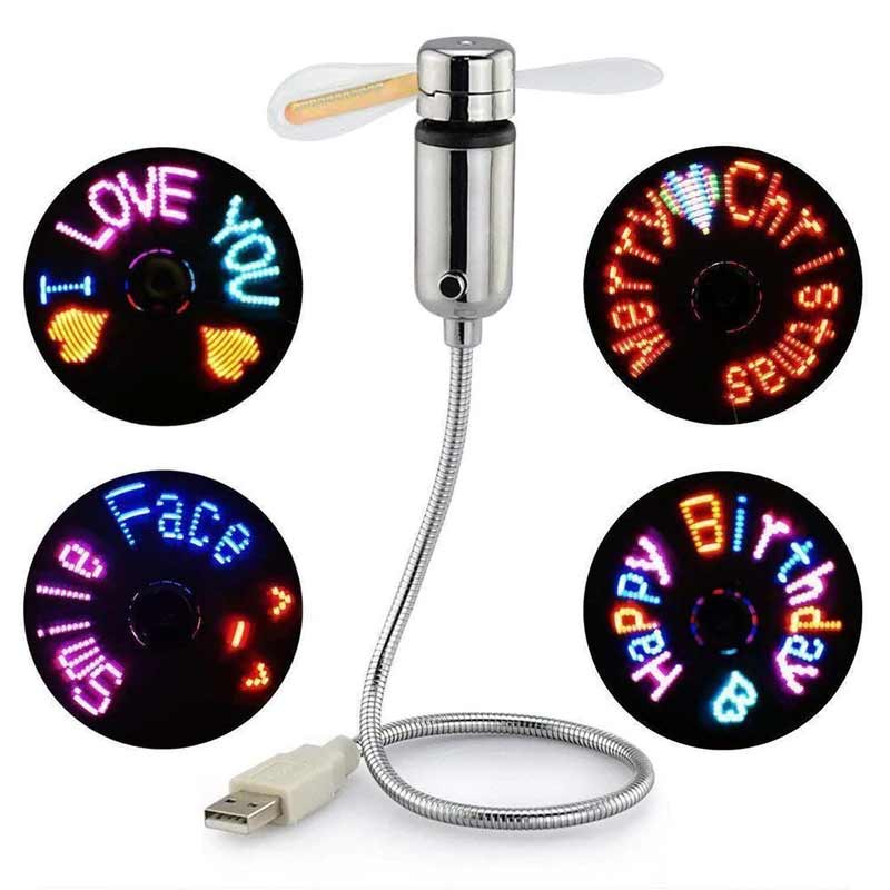 Draagbare USB Ventilator met LED Berichtenfunctie Flexibele Zwanenhals 3