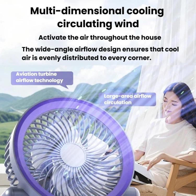 Draagbare Ventilator met LED Verlichting en Vijf Snelheden 3