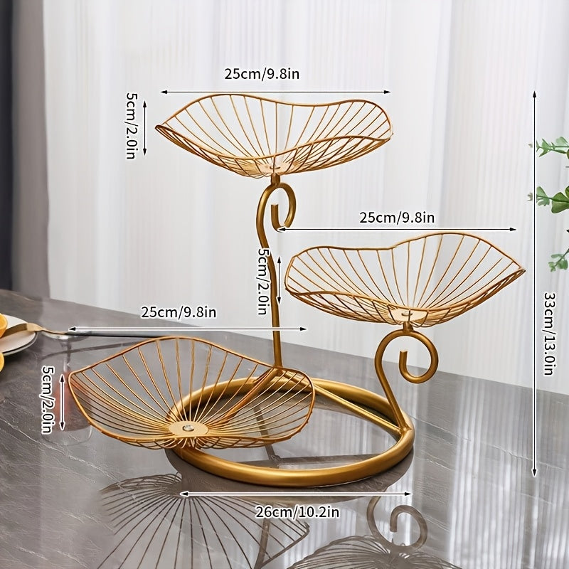 Drie-laagse Fruitschaal op Voet voor Snacks en Desserts 0