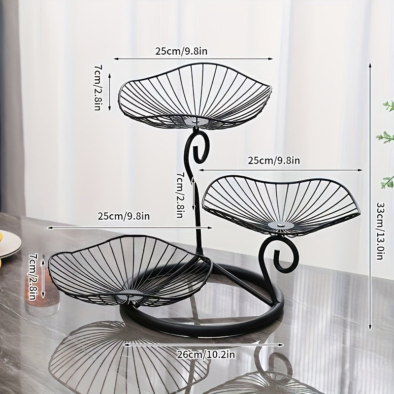 Drie-laagse Fruitschaal op Voet voor Snacks en Desserts 3