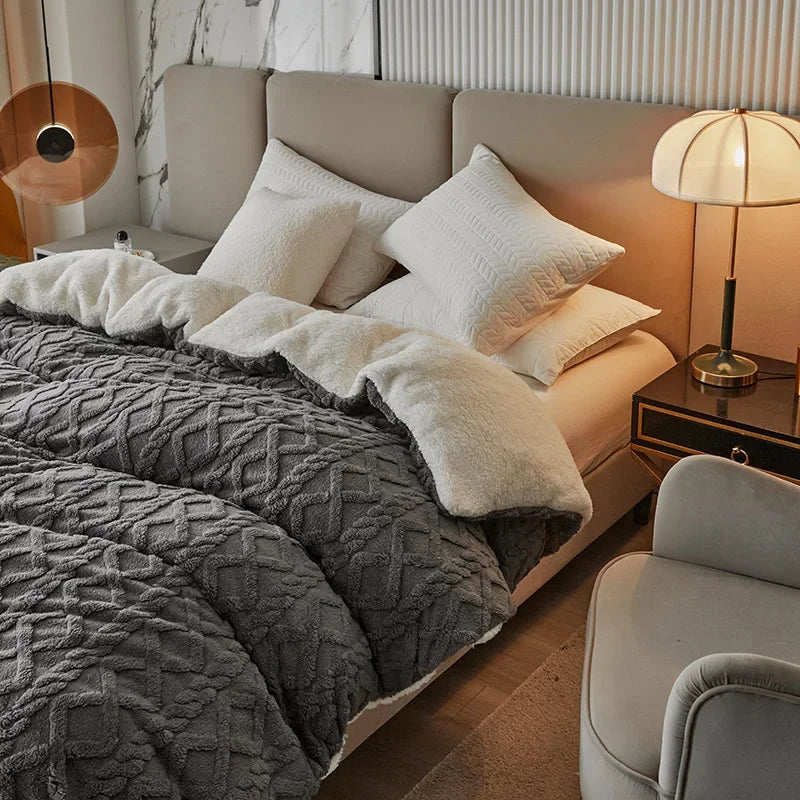 Dubbelzijdig Dekbedovertrek 240x220 Luxe Met Pluche En Gladde Afwerking 5