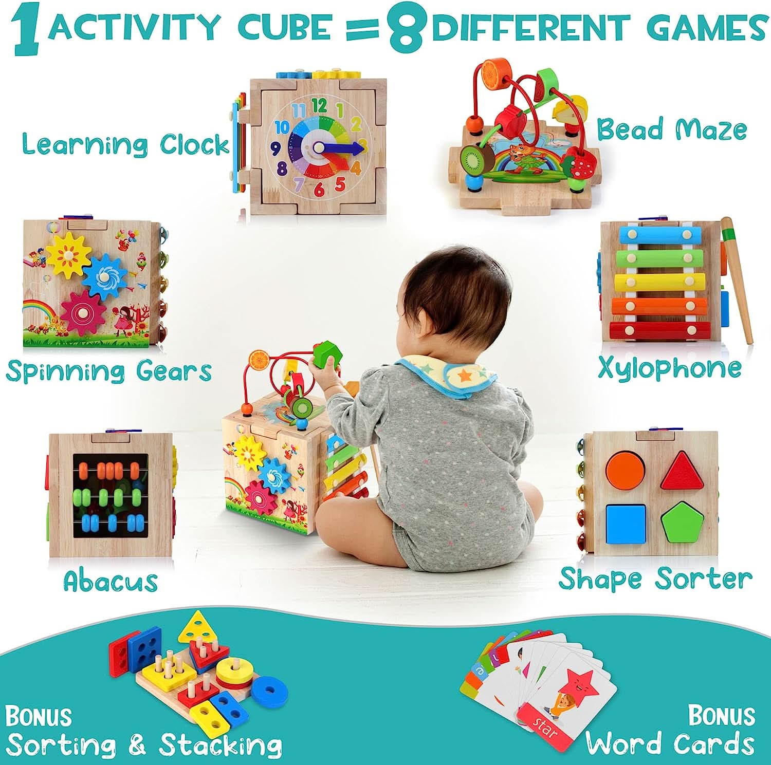 Educatief Speelgoed Interactieve Montessorikubus voor Peuters 2 Jaar 3