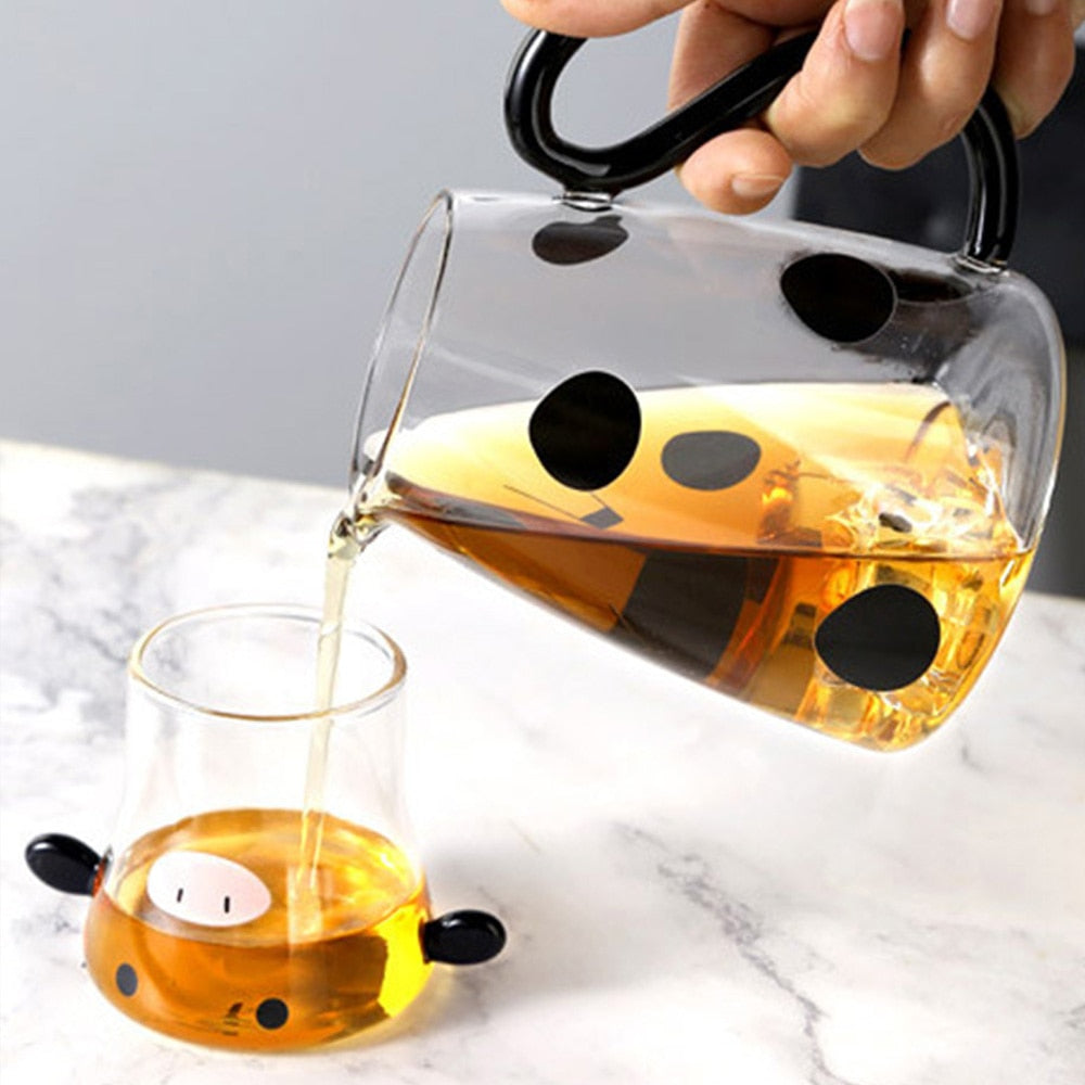 Glazen Kan en Beker Set Koe Design 4