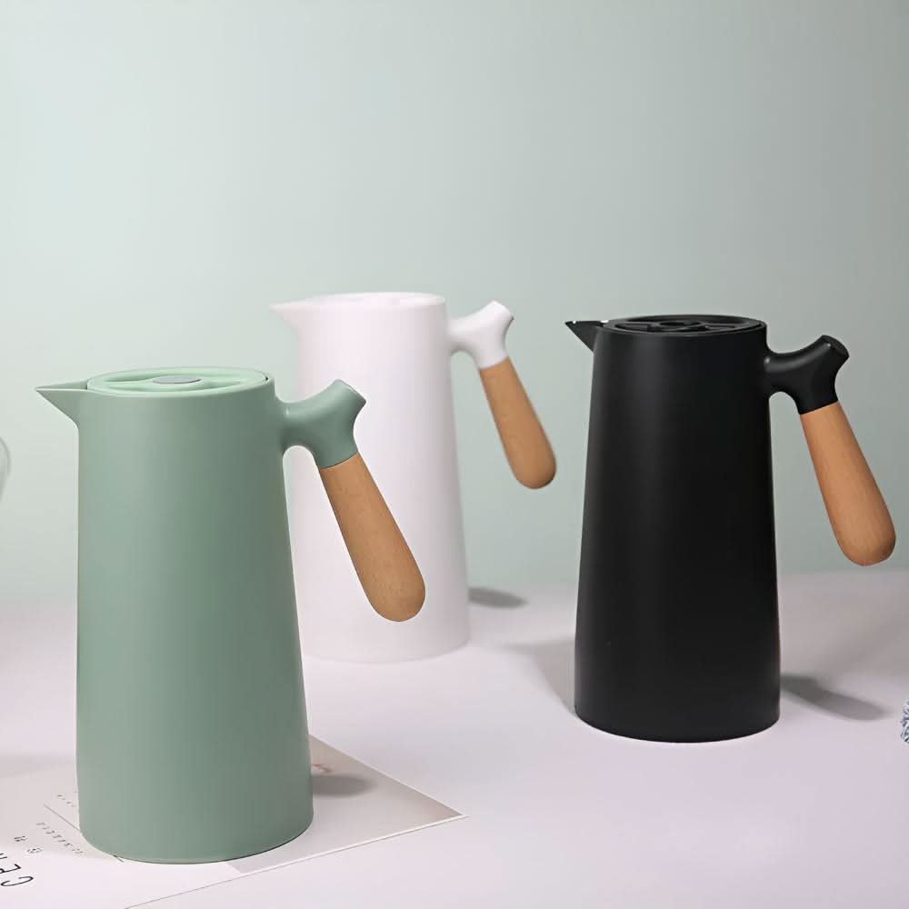 Glazen Karaf met Houten Handvat Dubbelwandig voor Stijlvol Drinken 1