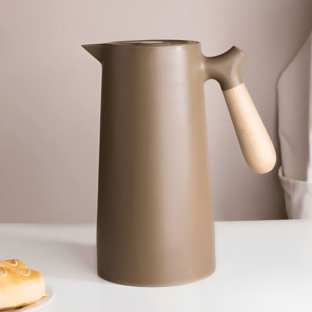 Glazen Karaf met Houten Handvat Dubbelwandig voor Stijlvol Drinken 10