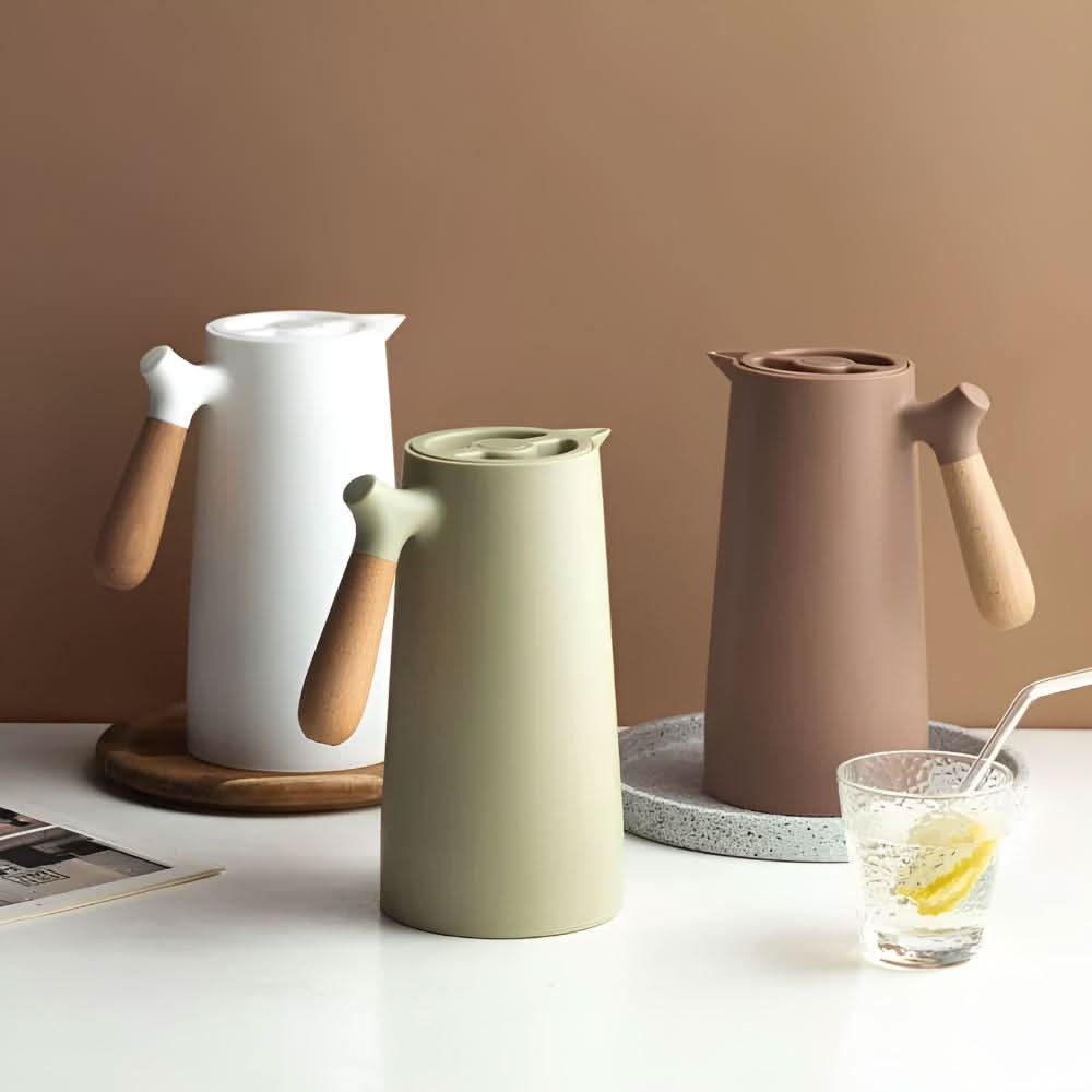 Glazen Karaf met Houten Handvat Dubbelwandig voor Stijlvol Drinken 4