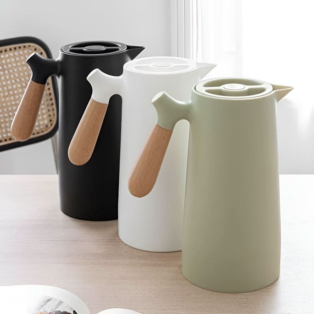 Glazen Karaf met Houten Handvat Dubbelwandig voor Stijlvol Drinken 6