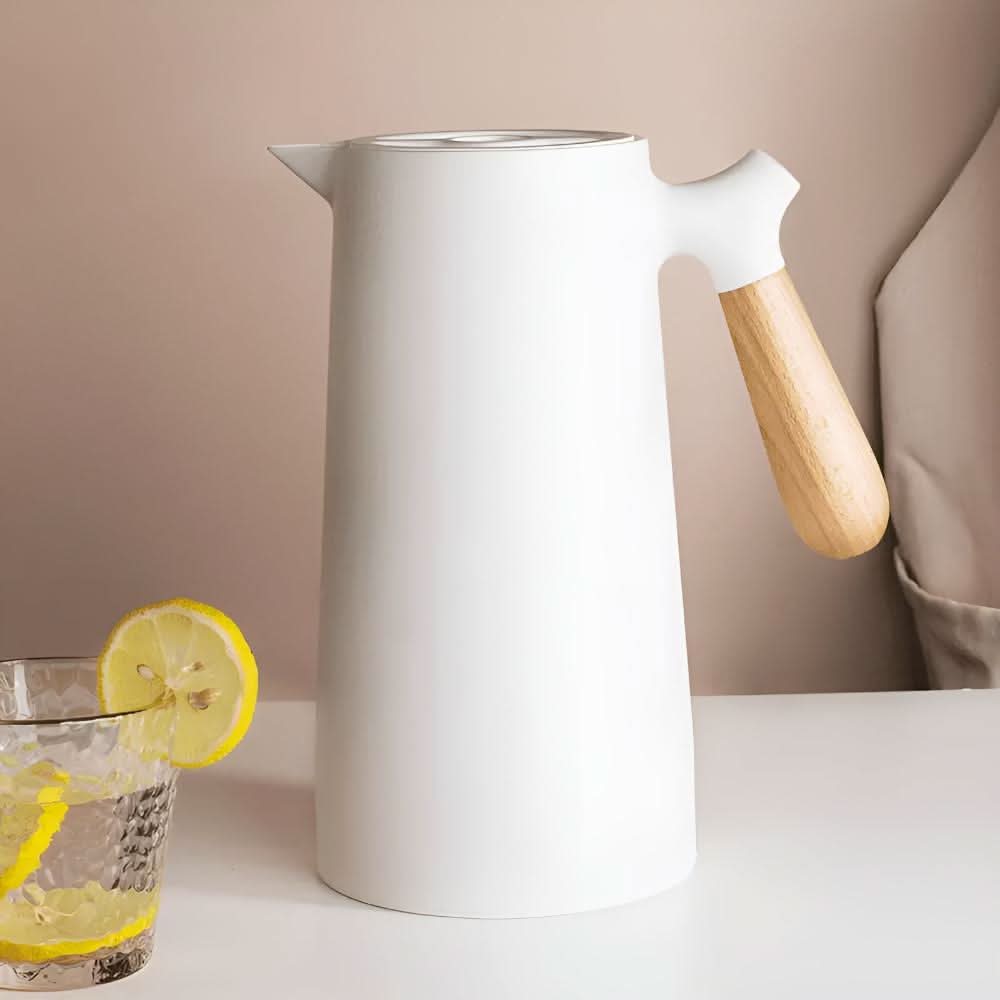 Glazen Karaf met Houten Handvat Dubbelwandig voor Stijlvol Drinken 9