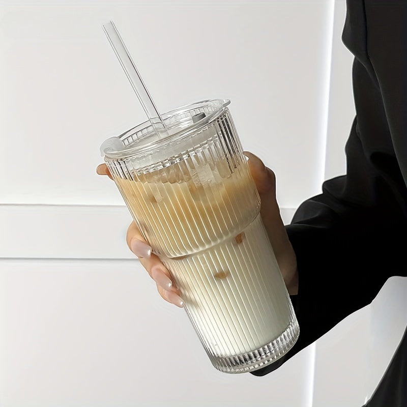 Glazen Koffiemok met Deksel en Rietje voor Koffie en Thee 2