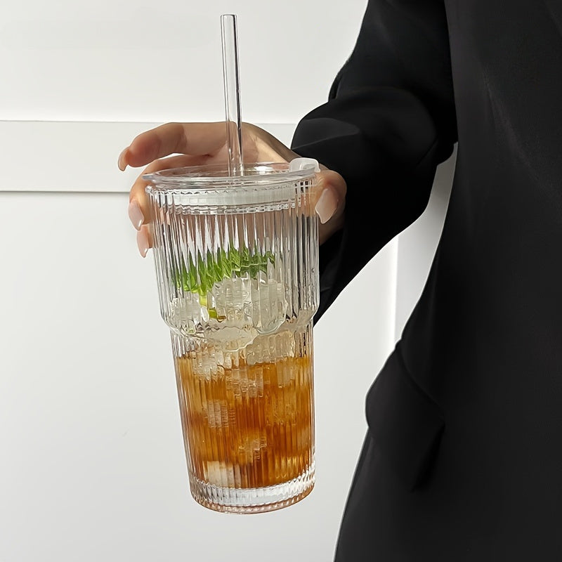 Glazen Koffiemok met Deksel en Rietje voor Koffie en Thee 3