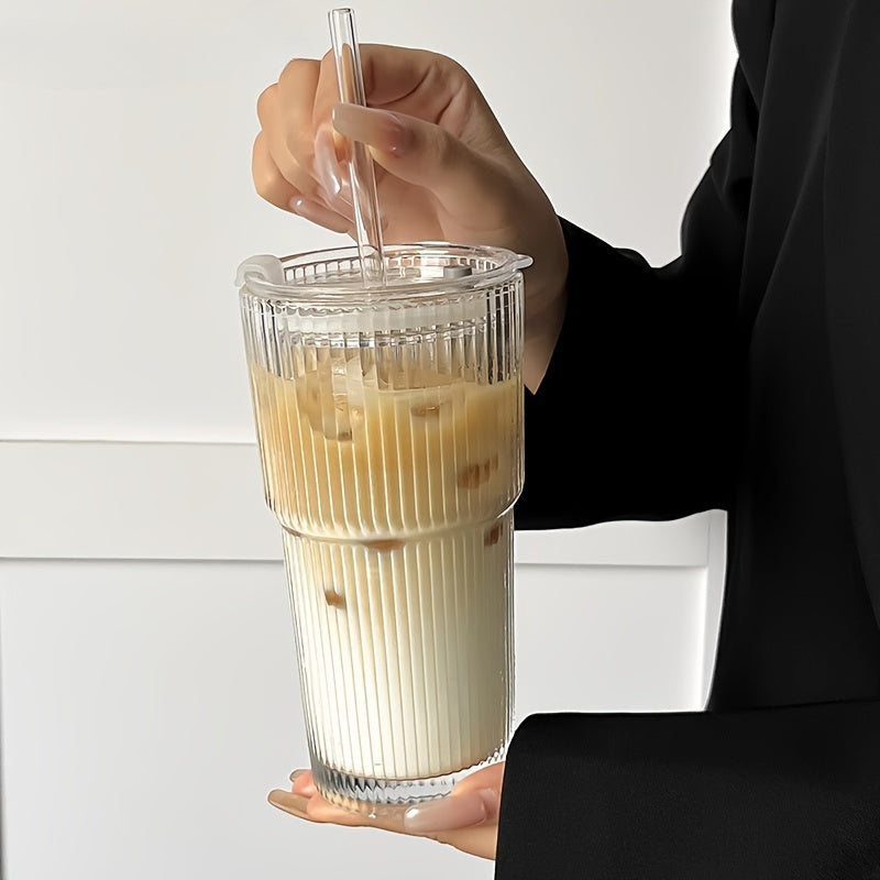 Glazen Koffiemok met Deksel en Rietje voor Koffie en Thee 4