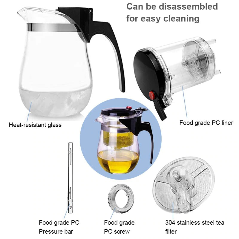 Glazen Theepot met Thee-ei Filter voor Koffie en Thee 4