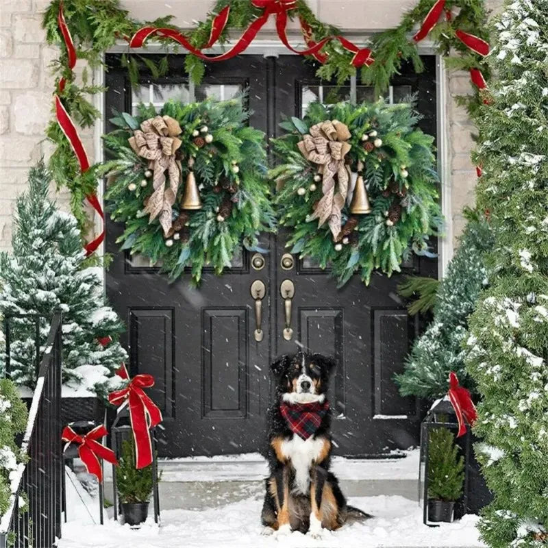 Grote Kunstmatige Kerstkrans Voor Deur Met Dennentakken En Decoratieve Elementen 1