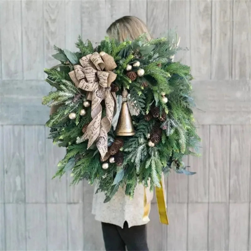Grote Kunstmatige Kerstkrans Voor Deur Met Dennentakken En Decoratieve Elementen 2