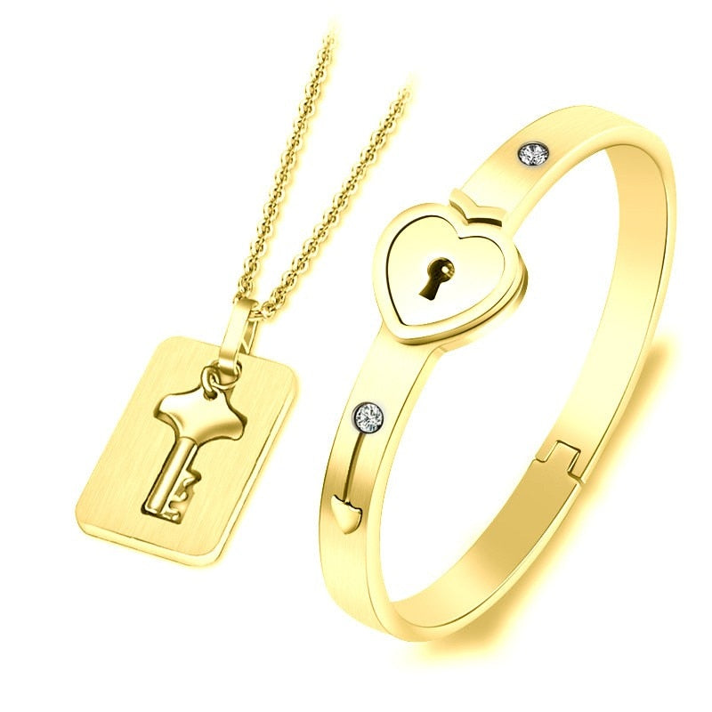 Lock Key Armband en Ketting Set