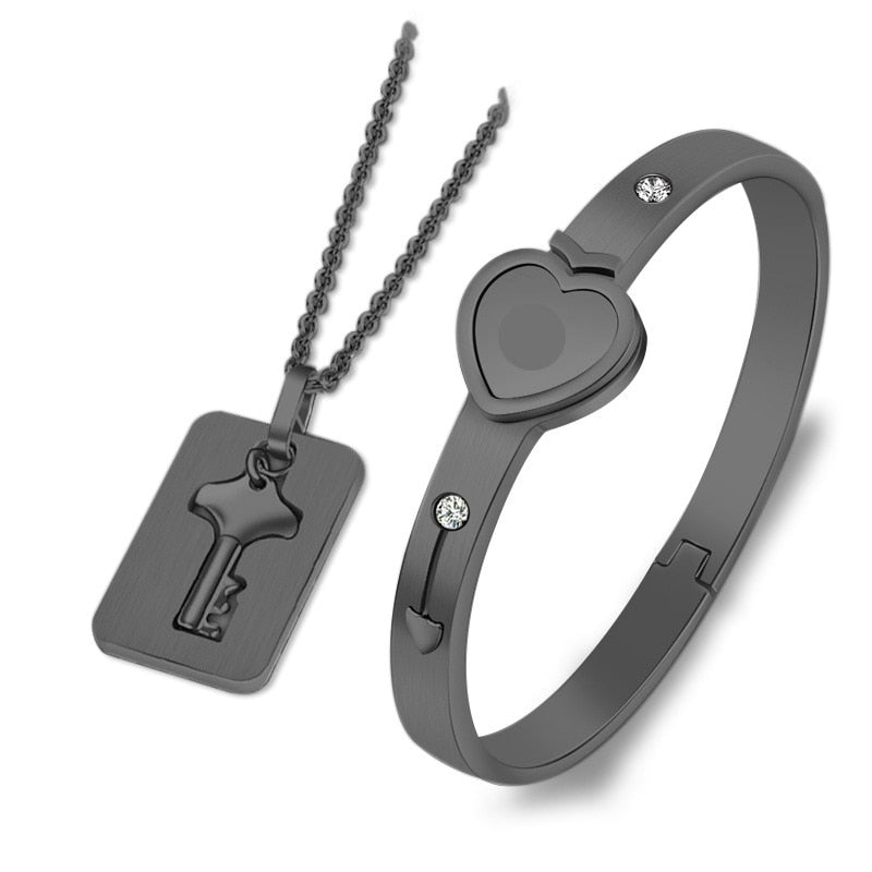 Lock Key Armband en Ketting Set